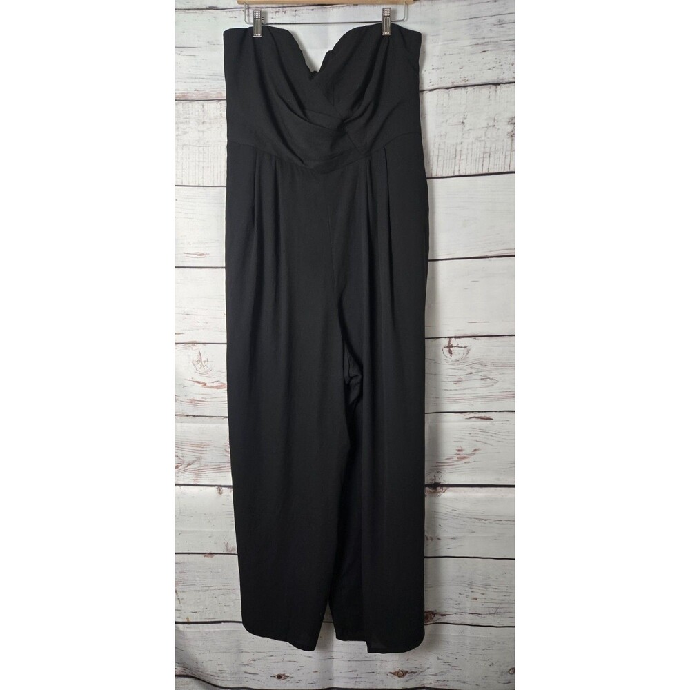 Cheztu Womens Jumpsuit Size 16 Black Strapless Wide Leg Sweetheart Neckline